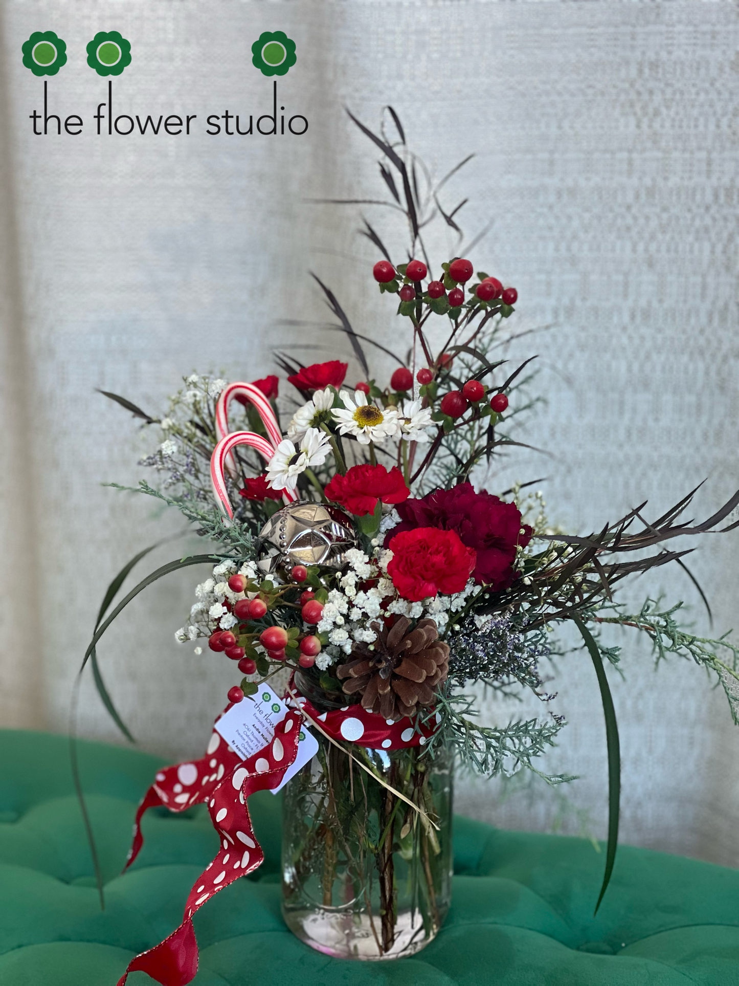 Candy Cane Mason Jar by The Flower Studio Oxford