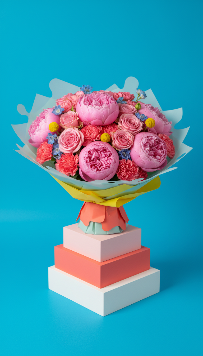 Bubblegum pink lavish bouquet with whimsical wrap