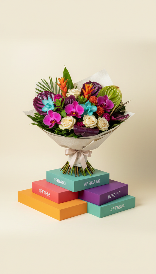 Tropical mint hand-tied display