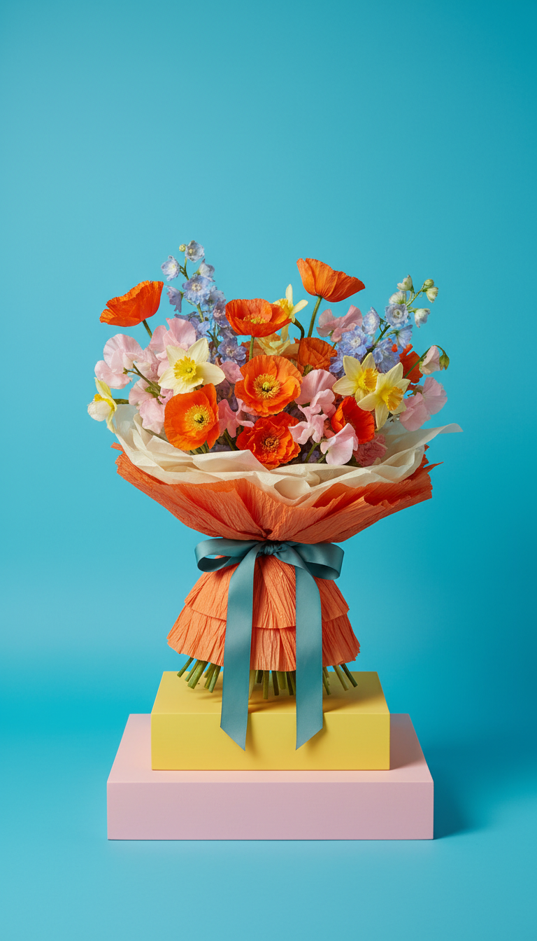 Poppy orange hand-tied bouquet