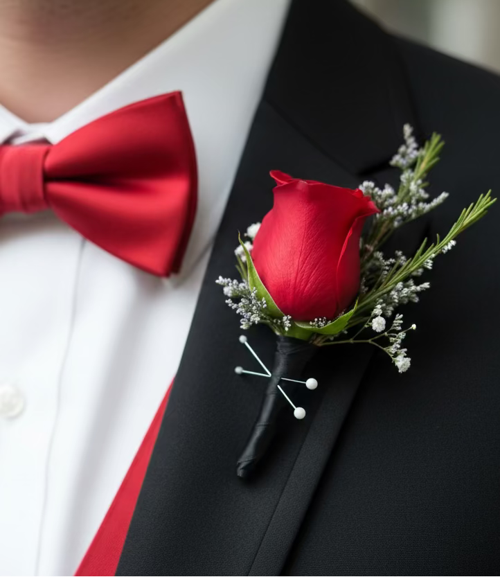 Red rose boutonniere