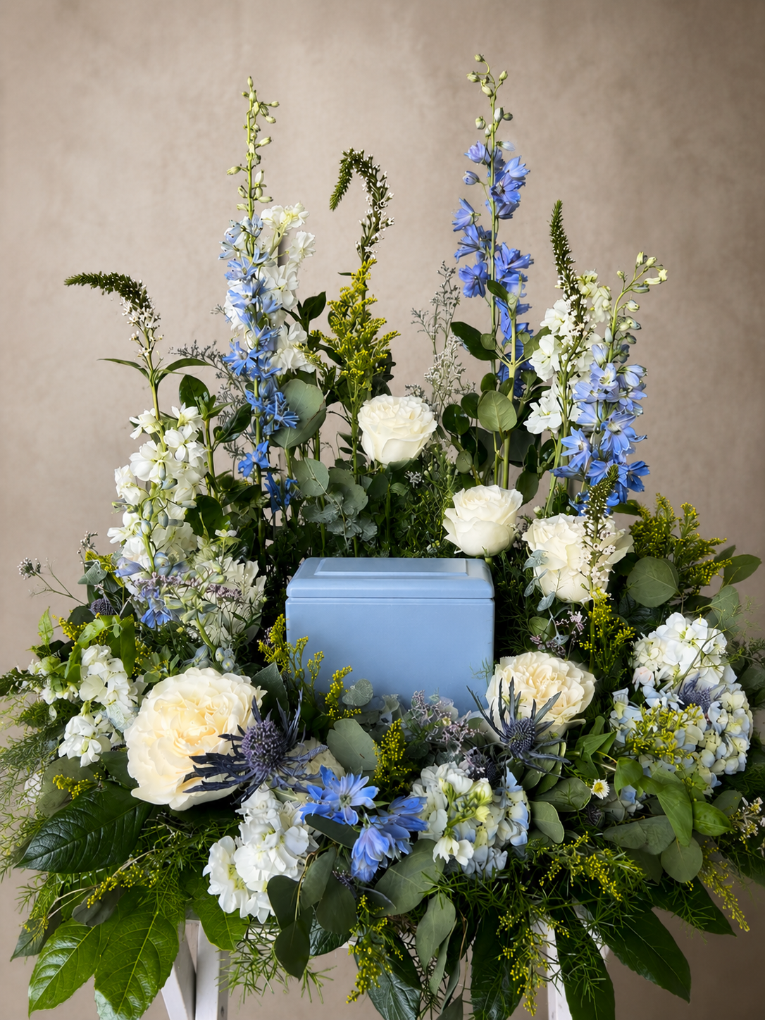 Blue and White Urn arrangement - Celebration of Life